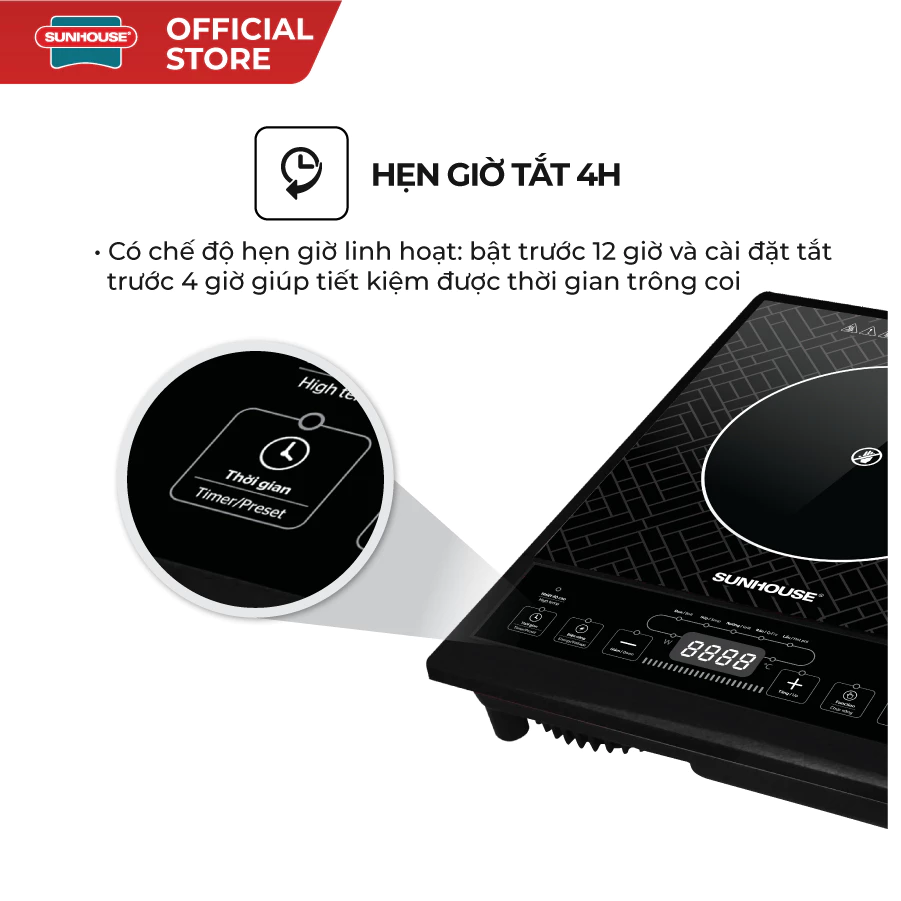 Bếp đơn hồng ngoại Sunhouse SHD6011 - Công suất 2000W - Phím bấm điện tử - 5 chế độ nấu - Bảo hành 12 tháng