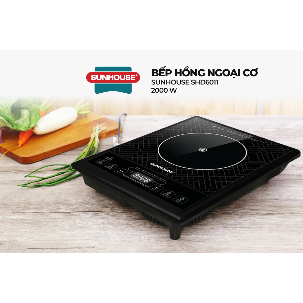 Bếp đơn hồng ngoại Sunhouse SHD6011 - Công suất 2000W - Phím bấm điện tử - 5 chế độ nấu - Bảo hành 12 tháng