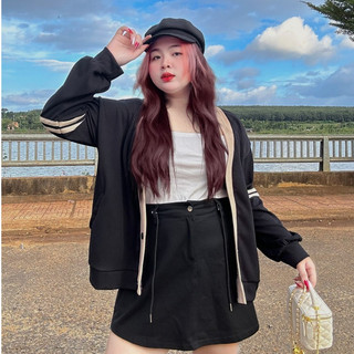 Áo khoác cadigan big size nữ style Hàn Quốc phối viền xinh 2 màu đen nâu basic dành cho các nàng mũm mĩm KHOAC7
