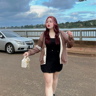 Áo khoác cadigan big size nữ style Hàn Quốc phối viền xinh 2 màu đen nâu basic dành cho các nàng mũm mĩm KHOAC7