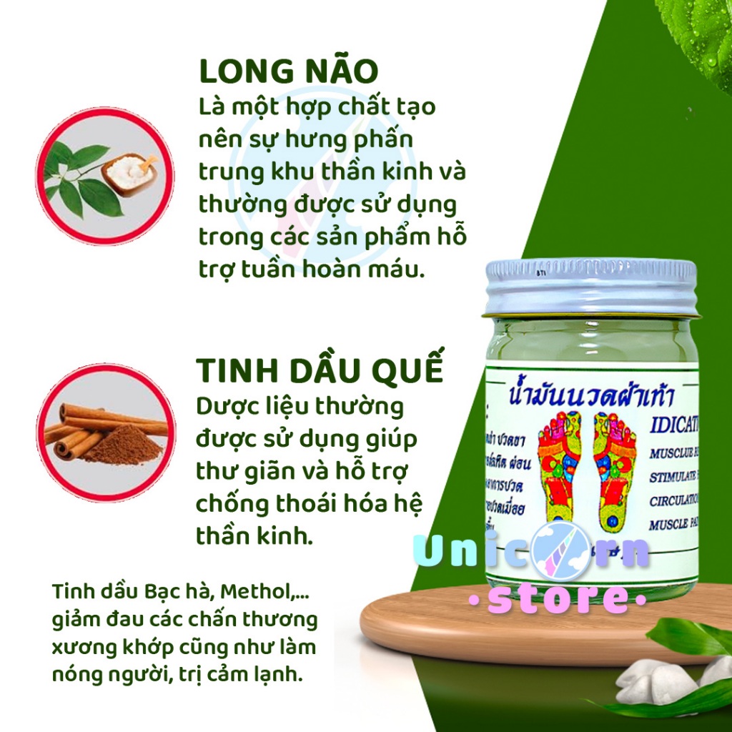 Dầu Cù Là Xoa Bóp Huyệt Bàn Chân Massage Tốt Cho Người Tê Nhứt Chân Khớp Thái Lan 50G