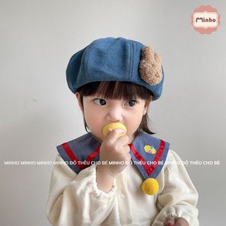 Mũ nồi Jean bò gắn thỏ Thêu Tên cho bé từ 2 đế 6 tuổi phong cách Hàn Quốc