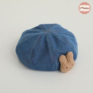 Mũ nồi Jean bò gắn thỏ Thêu Tên cho bé từ 2 đế 6 tuổi phong cách Hàn Quốc