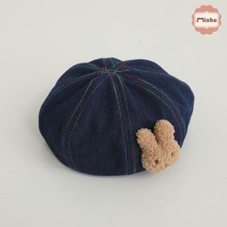 Mũ nồi Jean bò gắn thỏ Thêu Tên cho bé từ 2 đế 6 tuổi phong cách Hàn Quốc
