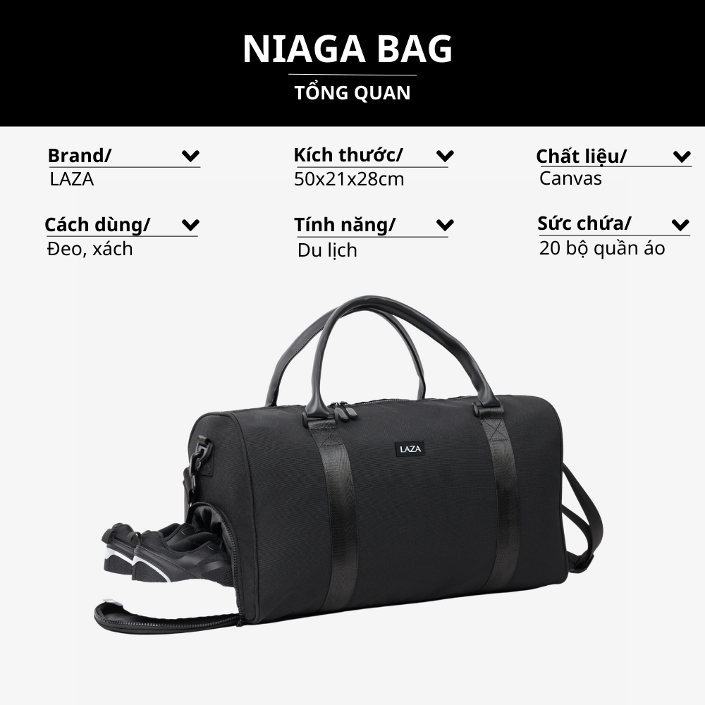 Ảnh Túi du lịch cỡ lớn Niaga Bag 591 - Chất liệu canvas trượt nước cao cấp - Thương hiệu LAZA 2