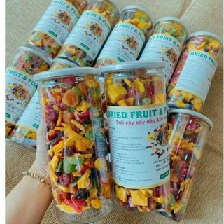 Trái cây sấy dẻo không đường, hộp 500G hoa quả sấy khô ăn kiêng giảm cân -HQS