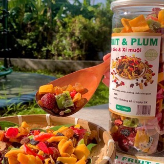 Trái cây sấy dẻo không đường, hộp 500G hoa quả sấy khô ăn kiêng giảm cân -HQS