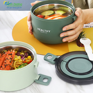 (Có Khay INOX) Hộp Cơm Cà Mên Giữ Nhiệt 3 Tầng Kèm Muỗng Healthy