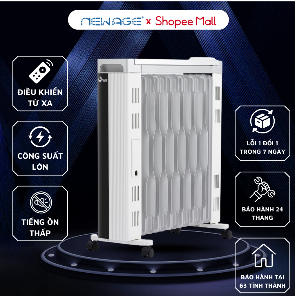 Máy Sưởi Dầu 13 Thanh Fujie OFR7913, công suất lớn làm ấm nhanh, tự động ngắt an toàn tiết kiệm điện năng