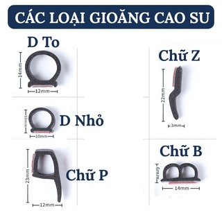 Gioăng Cao Su Chữ D, P, T, Z, U, B Chống Ồn Ô Tô, Dán Cửa Xe Chống Bụi
