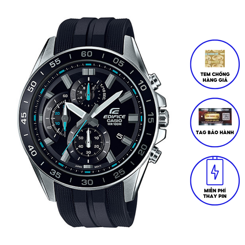 Đồng hồ nam dây cao su chính hãng Casio EDIFICE EFV-550P-1AVUDF ...