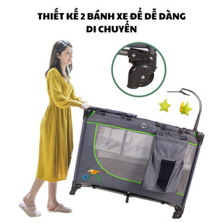 Nôi Vải Đa Năng Gấp Gọn Siêu Thông Minh ( TẶNG MÀN + THANH TREO ĐỒ CHƠI + KHAY ), Nôi Cũi Di Động Ghép Giường Bố Mẹ