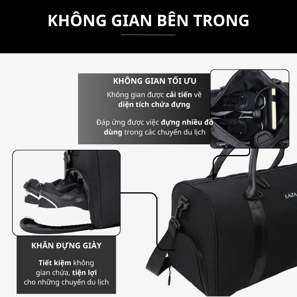 Ảnh Túi du lịch nam nữ LAZA Niaga Bag 591 - chất liệu canvas chống thấm nước 4