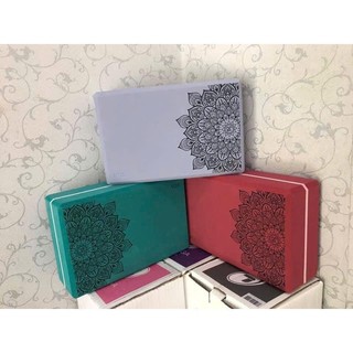 Gạch Tập Yoga, Gạch Tập Yoga Nặng 300g, In Hoa Mandala (họa tiết nổi) Viền Kẻ -Độ Cứng Cao Không Lún
