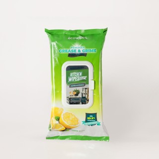 Thùng 10 gói khăn ướt lau bếp cao cấp Kitchen EcoWipes gói 42 tờ size lớn hương chanh