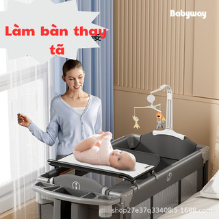 Nôi Vải Đa Năng Gấp Gọn Siêu Thông Minh ( TẶNG MÀN + THANH TREO ĐỒ CHƠI + KHAY ), Nôi Cũi Di Động Ghép Giường Bố Mẹ