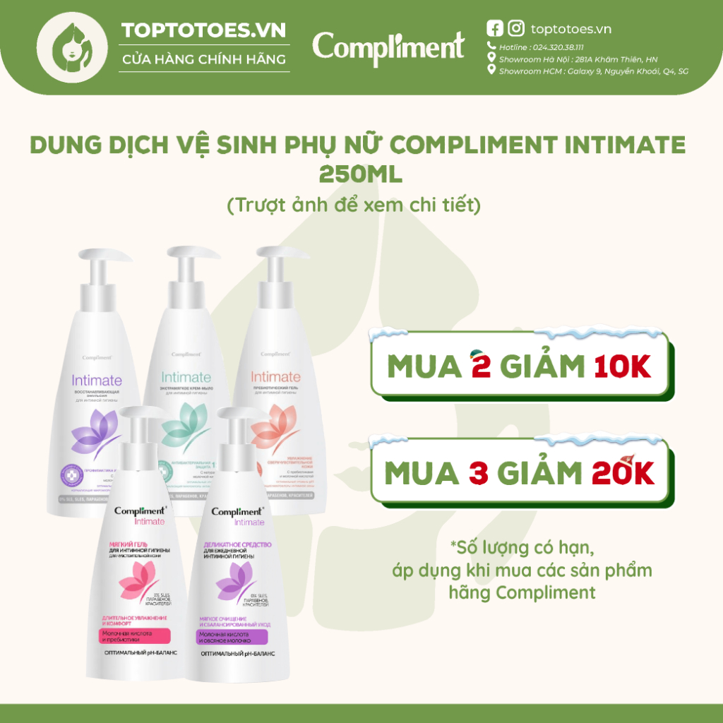 Dung dịch vệ sinh phụ nữ Compliment Intimate làm sạch dịu nhẹ, khử mùi ...