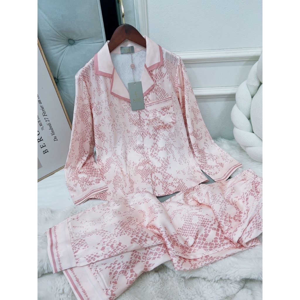 Set lụa Sam Luxury cao cấp, họa tiết hình độc đáo siêu xinh, kiểu dài ...