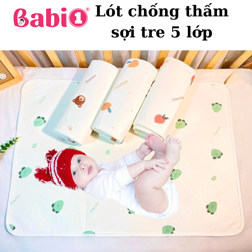 Miếng Lót Chống Thấm BABIONE Tấm Lót Chống Thấm Cho Bé 5 Lớp Sợi Tre Thay Tã Cho Bé, Người Lớn Tuổi