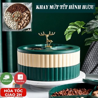 Khay Mứt Tết Hộp Bánh Kẹo Tết Cao Cấp, Sang Trọng, Hiện Đại Phong Cách Châu Âu, Khay Mứt Hươu