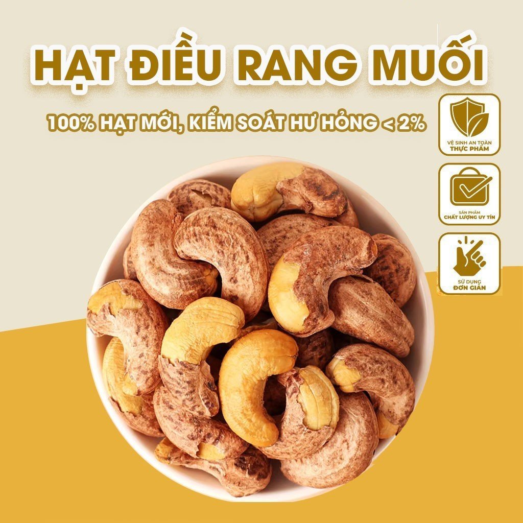 Hạt điều Rang Muối Nguyên Lụa Bình Phước Hạt điều Rang Muối A Cồ Size Lớn Thơm Giòn Shopee 1359