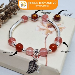 Vòng mix charm cho người mệnh hỏa, mệnh thổ - chất liệu đá tự nhiên - may mắn tài lộc tình duyên