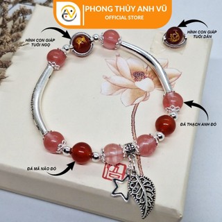 Vòng mix charm cho người mệnh hỏa, mệnh thổ - chất liệu đá tự nhiên - may mắn tài lộc tình duyên