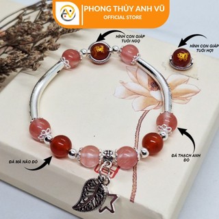 Vòng mix charm cho người mệnh hỏa, mệnh thổ - chất liệu đá tự nhiên - may mắn tài lộc tình duyên