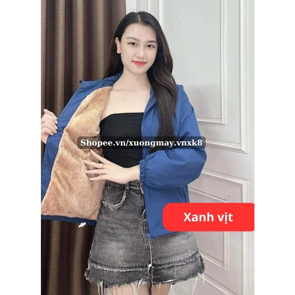 Áo khoác gió nữ LÓT LÔNG cừu, vải ngoài tráng bạc nano chống nước, chống gió, chống bám bụi