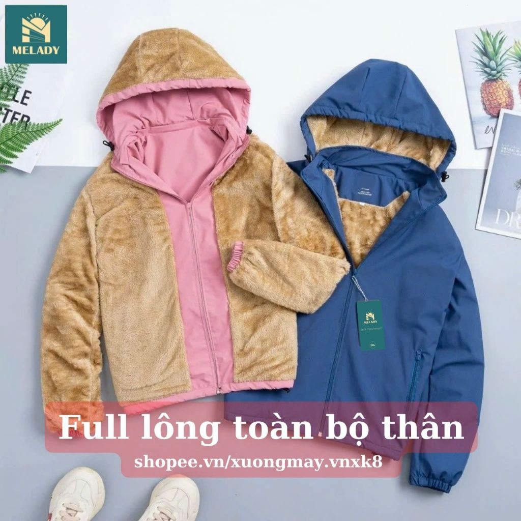 Áo khoác gió nữ LÓT LÔNG cừu, vải ngoài tráng bạc nano chống nước, chống gió, chống bám bụi