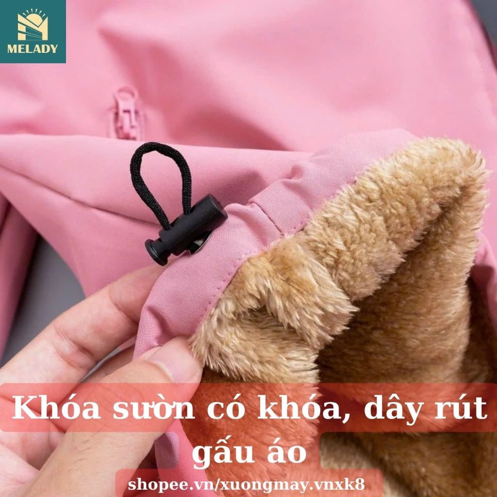 Áo khoác gió nữ LÓT LÔNG cừu, vải ngoài tráng bạc nano chống nước, chống gió, chống bám bụi