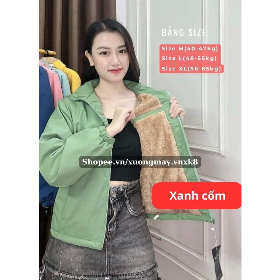 Áo khoác gió nữ LÓT LÔNG cừu, vải ngoài tráng bạc nano chống nước, chống gió, chống bám bụi