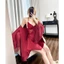 HT476 Set váy ngủ và áo choàng hoạ tiết ren kèm ĐỆM LÓT, bộ đồ lụa dáng xoè tôn dáng HT476 (69+53)