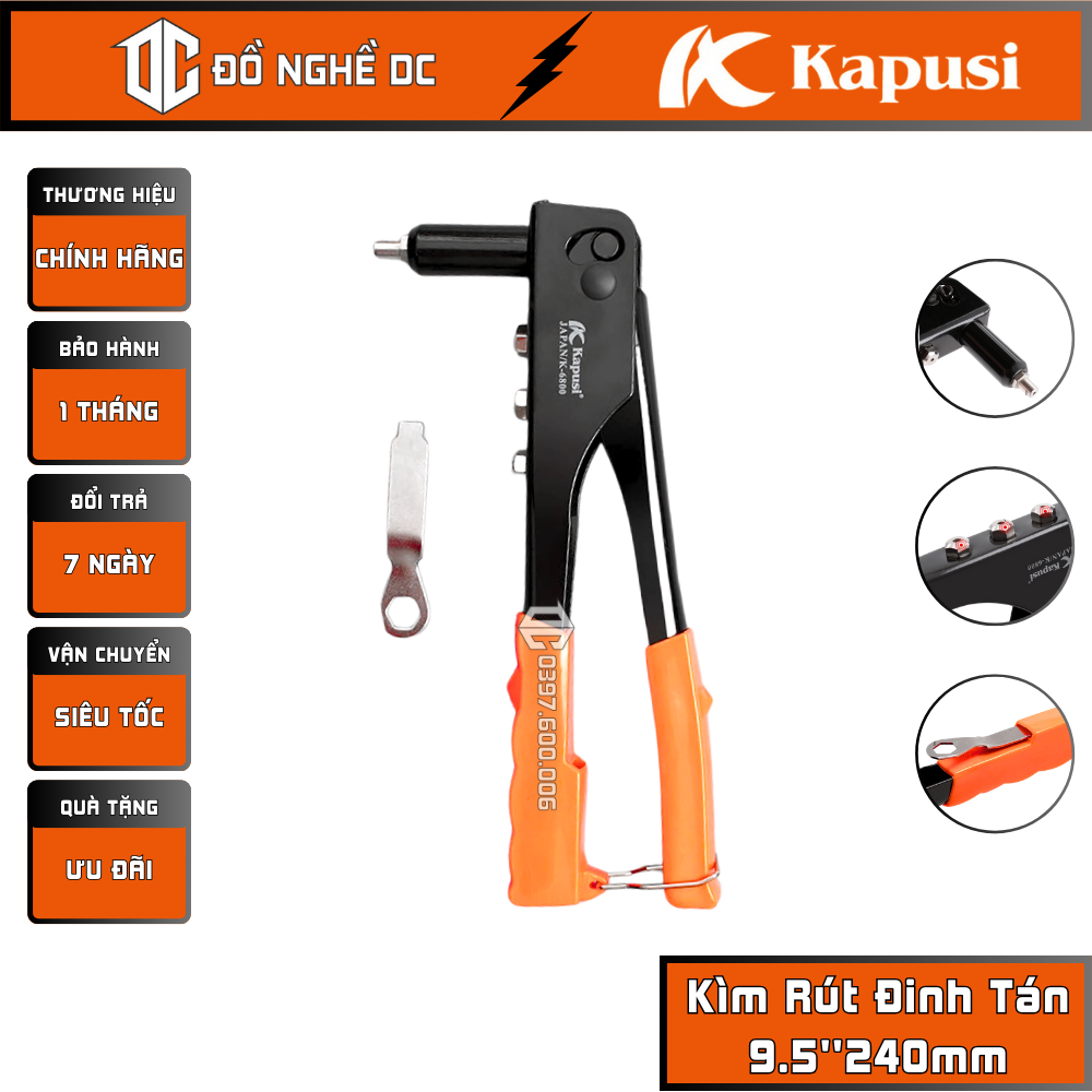 Bộ Kìm Rút Đinh Tán Công Nghiệp, Kìm Rút Rive Có Trợ Lực 4 Lỗ 9.5 ...