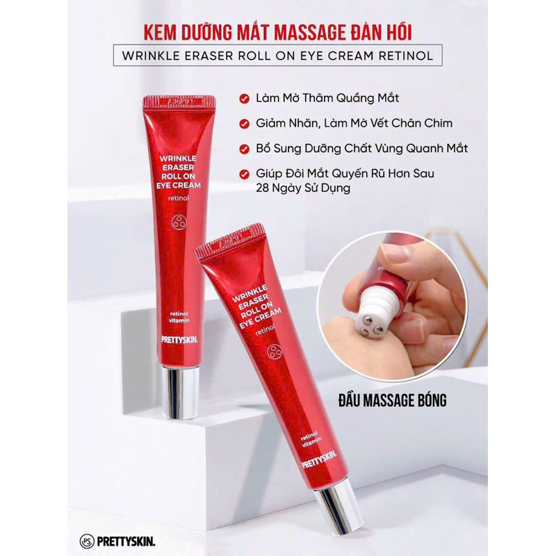 Kem dưỡng mắt Pretty Skin Wrinkle Eraser Roll On Eye Cream Retinol 30ml ...