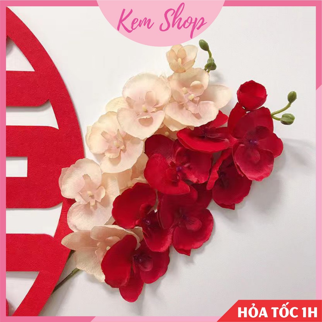 Cành hoa lan giả trang trí Tết, đám cưới, giỏ quà lễ Tết - K365