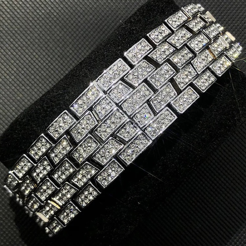 (Tặng nhẫn) Đồng hồ pintime đính đá khung chữ nhật size 40mm - PT02