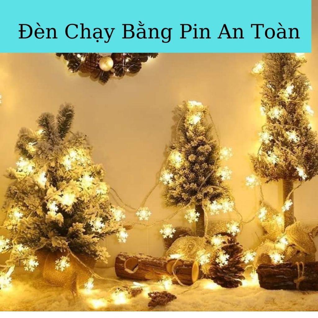 Đèn Led trang trí hình hoa tuyết dài 4m gồm 40 bóng sử dụng Pin. dễ dàng đặt nơi không có ổ điện - Loại tốt