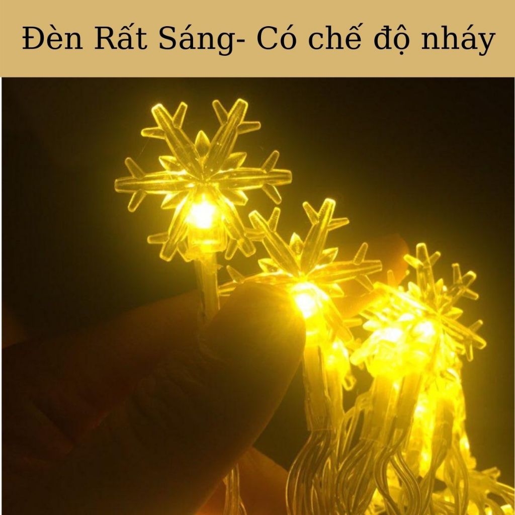Đèn Led trang trí hình hoa tuyết dài 4m gồm 40 bóng sử dụng Pin. dễ dàng đặt nơi không có ổ điện - Loại tốt