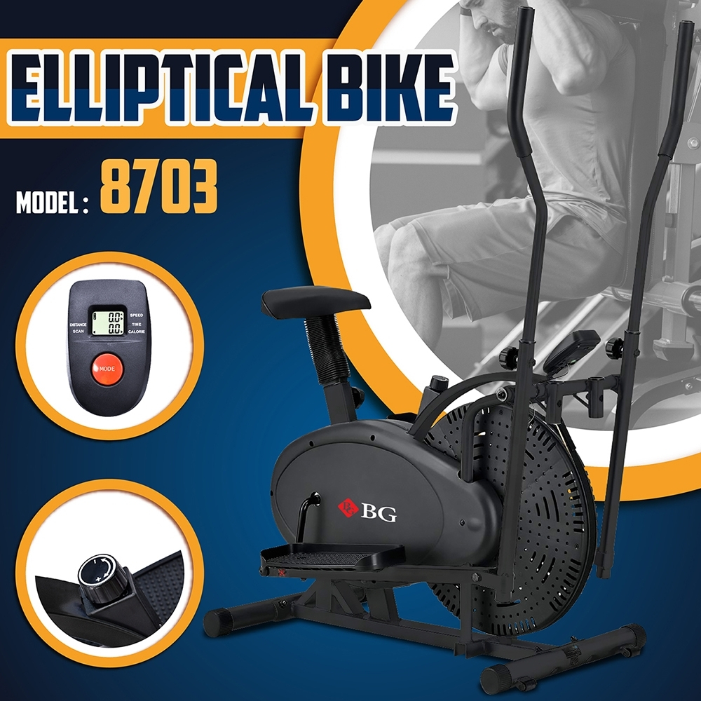 Ảnh BG - 8703 Xe đạp tập thể dục đa năng , cử động toàn thân tại nhà , máy tập elip có đồng hồ hiển thị 3