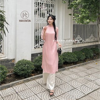 [SHIP HỎA TỐC] Set áo dài cách tân nữ voan tơ đính hoa cúc ngọc cách điệu HAVANA AD06
