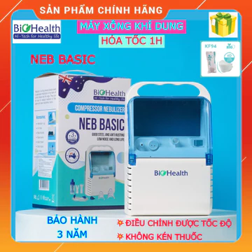 (HỏaTốc1h) Máy xông khí dung BIOHEALTH NEB BASIC, máy xông mũi họng cho bé, người lớn hen suyễn sổ mũi - Chính hãng