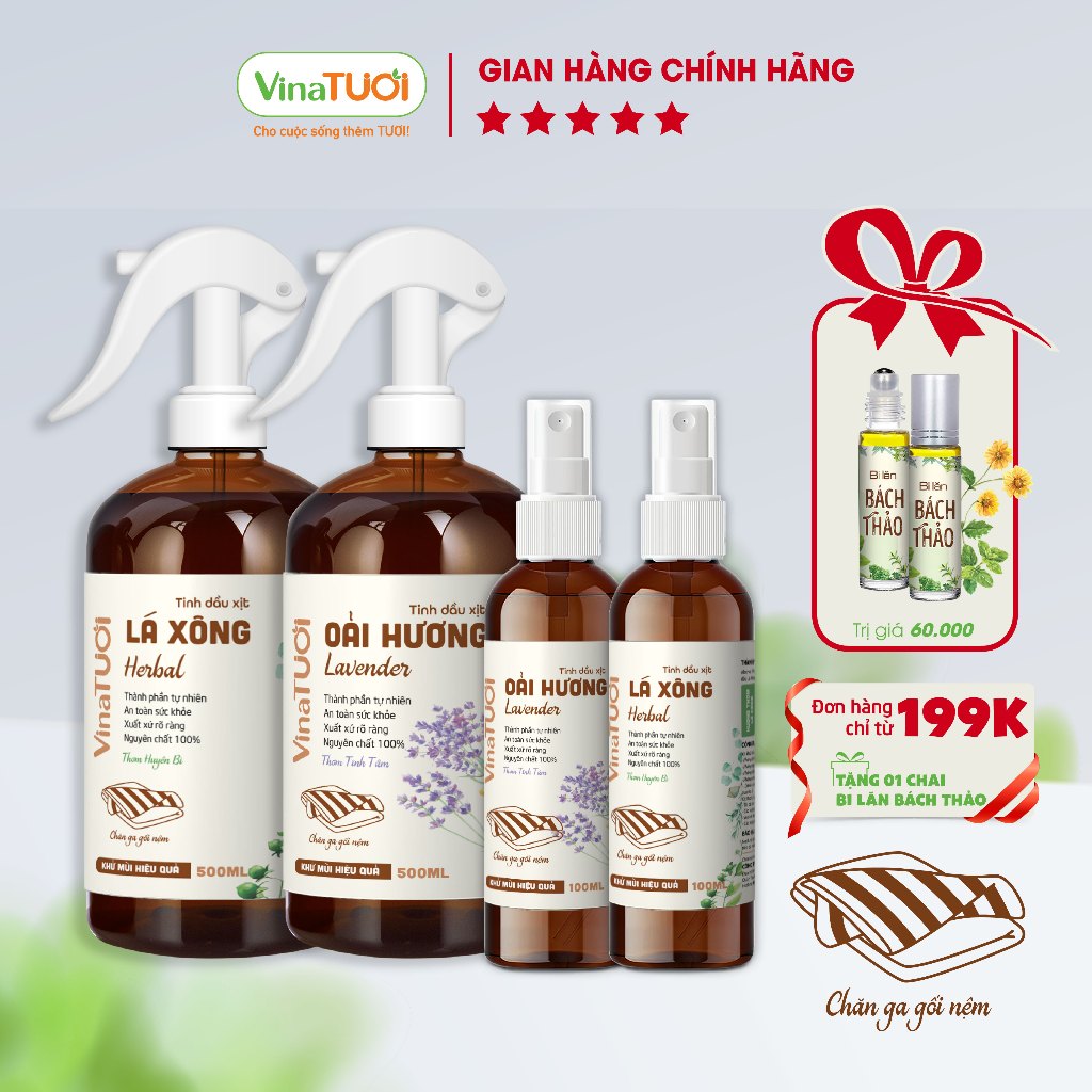 Chai Xịthơm Khử Mùi Chăn Ga Gối Đệm Vệ Sinh Nệm Giường Vina Tươi Chai 100Ml - Hình Ảnh Thực Tế