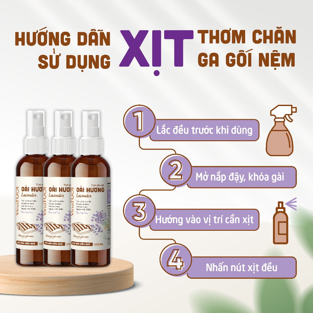 Chai Tiêu Chuẩn - Chai Xịthơm Khử Mùi Chăn Ga Gối Đệm Vệ Sinh Nệm Giường Vina Tươi Chai 100Ml