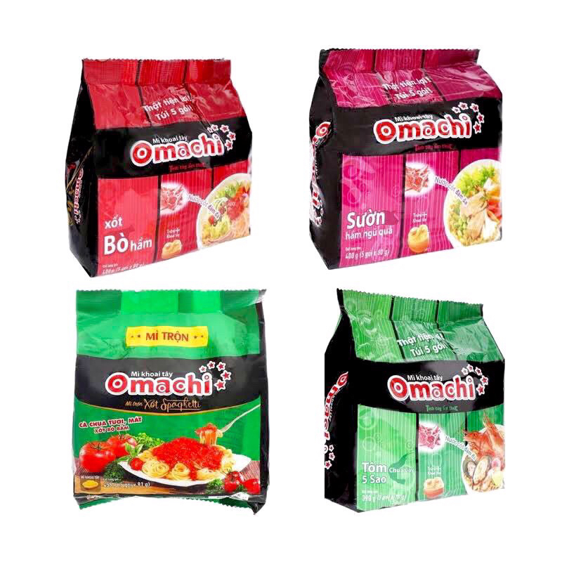 Bịch 5 Gói Mì Omachi Các Vị Sườn/Bò/Lẩu Bắp Bò Riêu Cua | Shopee Việt Nam