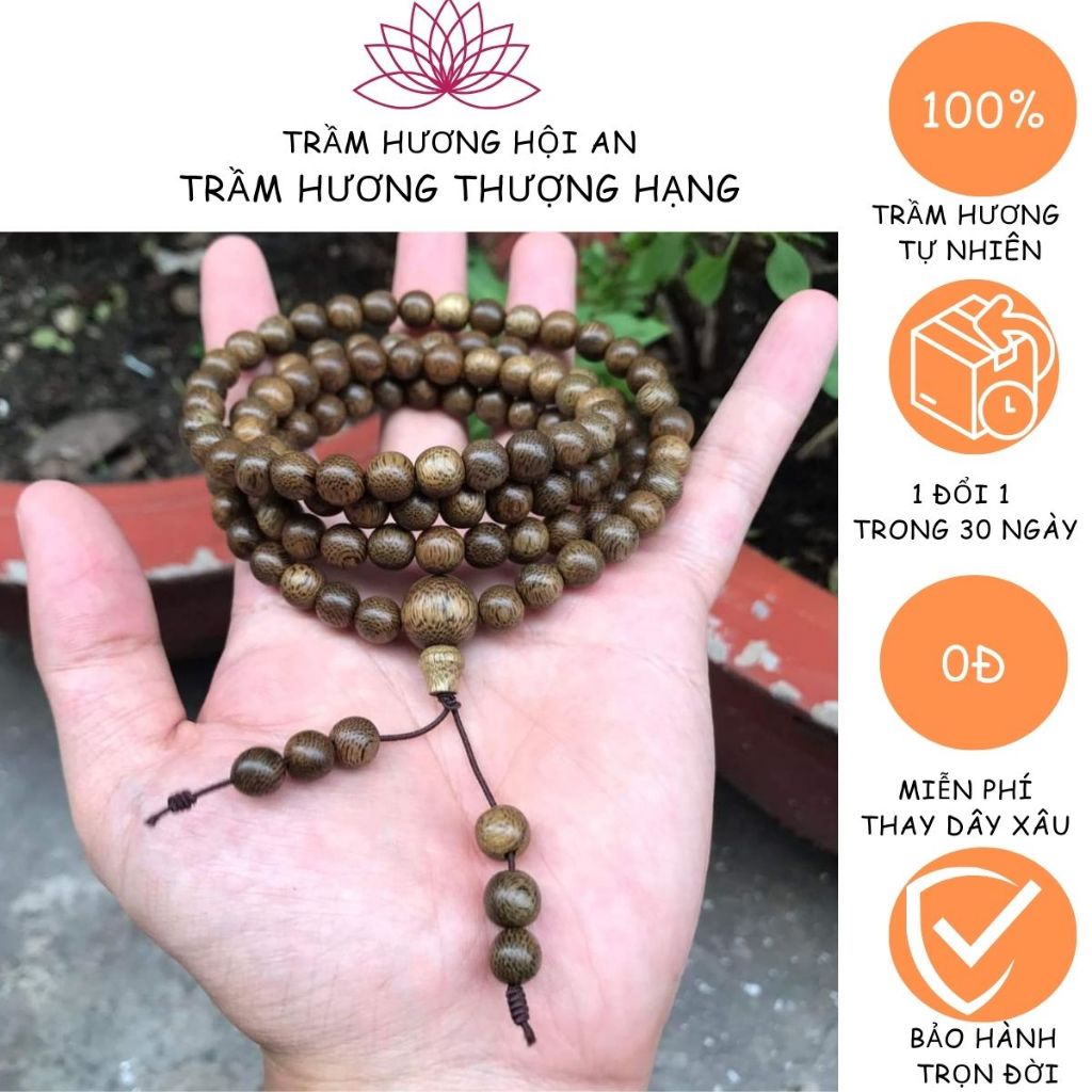 Vòng Tay Trầm Hương Tốc Tự Nhiên 108 Hạt 6/7/8mm – Thời Trang Phong Thủy Bình An