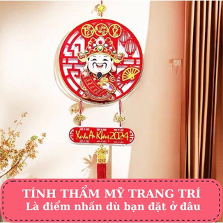 Ông thần tài lắc đầu treo cửa, liễng treo tường Tết Giáp Thìn 2024, dải khánh quạt decor, liễn trang trí Phúc Lộc Thọ