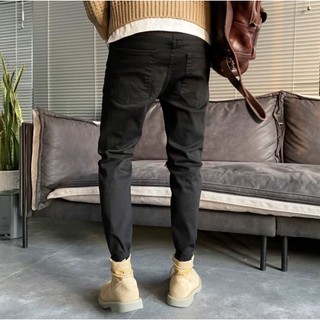 Quần Skinny Jeans Nam AMILY  Màu Đen Rách Gối xẻ phong cách, có dáng slimfit ôm côn vừa tầm