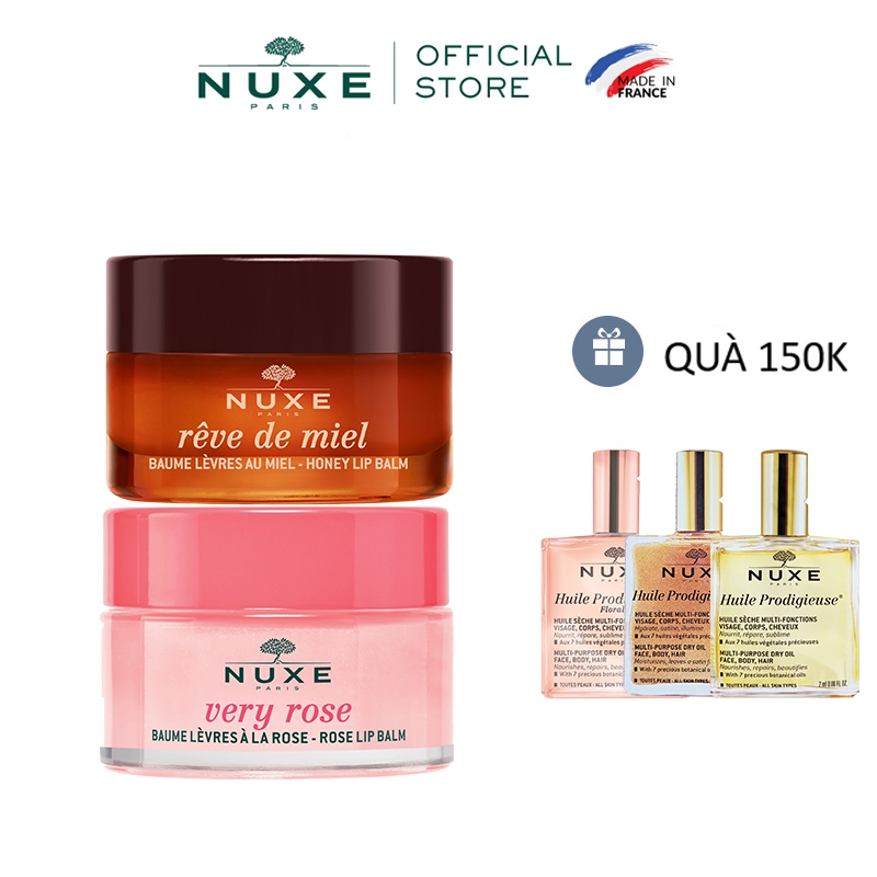 Ảnh Combo Son dưỡng môi dạng hũ Nuxe Very Rose 15g & Sáp dưỡng môi Nuxe Rêve de Miel 15g tặng 6ml Dầu dưỡng 1