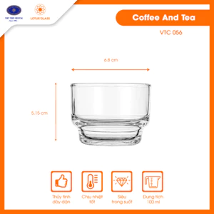 Bộ 6 cốc thủy tinh uống nước LOTUS GLASS VTC56 Cốc đựng nước 100ml hình dáng độc đáo dùng để uống trà, uống cafe